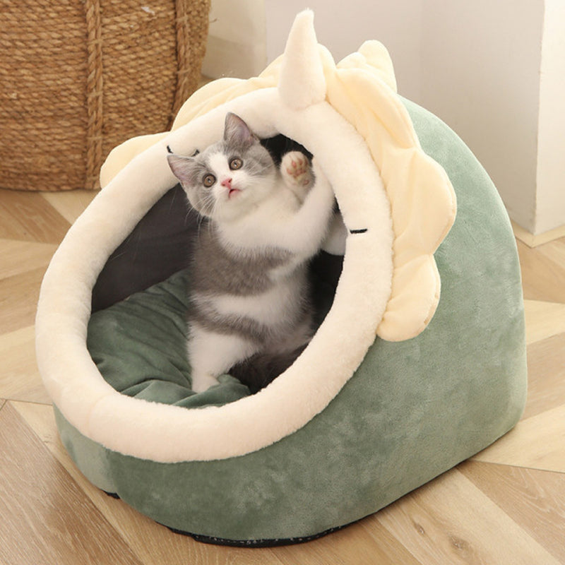 Sweet Cat Bed Warm Pet Basket Cozy Kitten Lounger Cushion Cat House Tent Very Soft Small Dog Mat Bag for Washable Cave Cats Beds